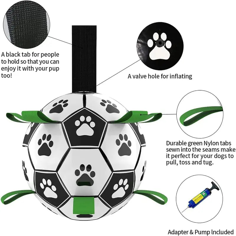 GOGOOD Dog Toys Soccer Ball with Straps, Interactive Dog Toys for Tug of War Puppy Birthday Gifts Dog Tug Toy Dog Water Toy Durable Dog Balls for Small & Medium Large Dogs