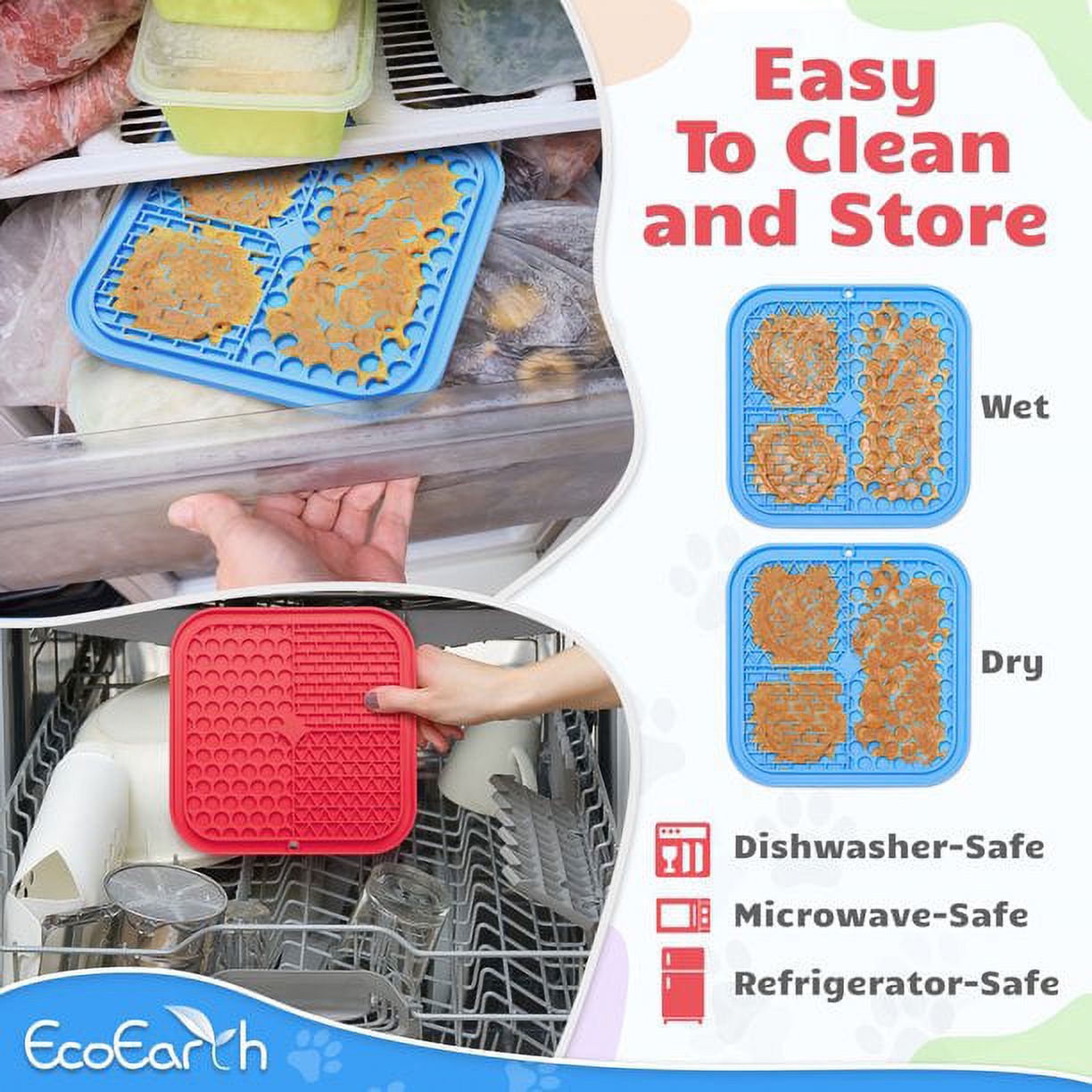 Set of 2 Lick Mats for Slow-Feeding | BPA-free | Suction Cups to Stay in Place
