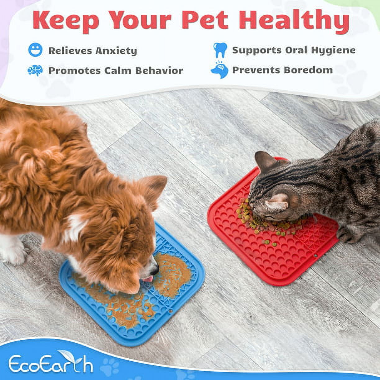 Set of 2 Lick Mats for Slow-Feeding | BPA-free | Suction Cups to Stay in Place