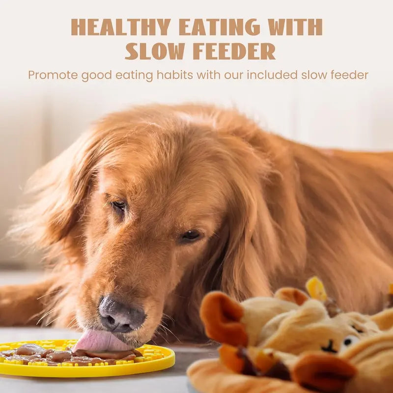 Nocciola 6-In-1 Bear Squeaky Dog Toys, Indestructible Dog Toys for Medium Dogs, Dog Puzzle Toys for Small to Large Dog with a Licking Mat for Behavior Training, for Small to Large Dog