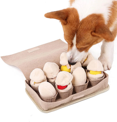 Snuffle Surprise Mat – Interactive Egg Hunt Puzzle for Dogs with Squeaky Plush Toys