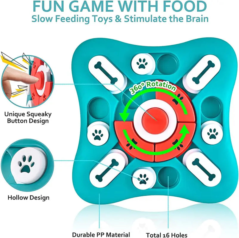 Dog Puzzle Toys, Squeaky Treat Dispensing Dog Enrichment Toys for IQ Training and Brain Stimulation, Interactive Mentally Stimulating Toys as Gifts for Puppies, Cats, Small, Medium, Large Dogs