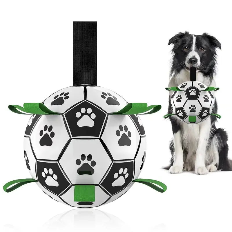 GOGOOD Dog Toys Soccer Ball with Straps, Interactive Dog Toys for Tug of War Puppy Birthday Gifts Dog Tug Toy Dog Water Toy Durable Dog Balls for Small & Medium Large Dogs