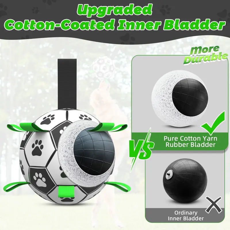 GOGOOD Dog Toys Soccer Ball with Straps, Interactive Dog Toys for Tug of War Puppy Birthday Gifts Dog Tug Toy Dog Water Toy Durable Dog Balls for Small & Medium Large Dogs