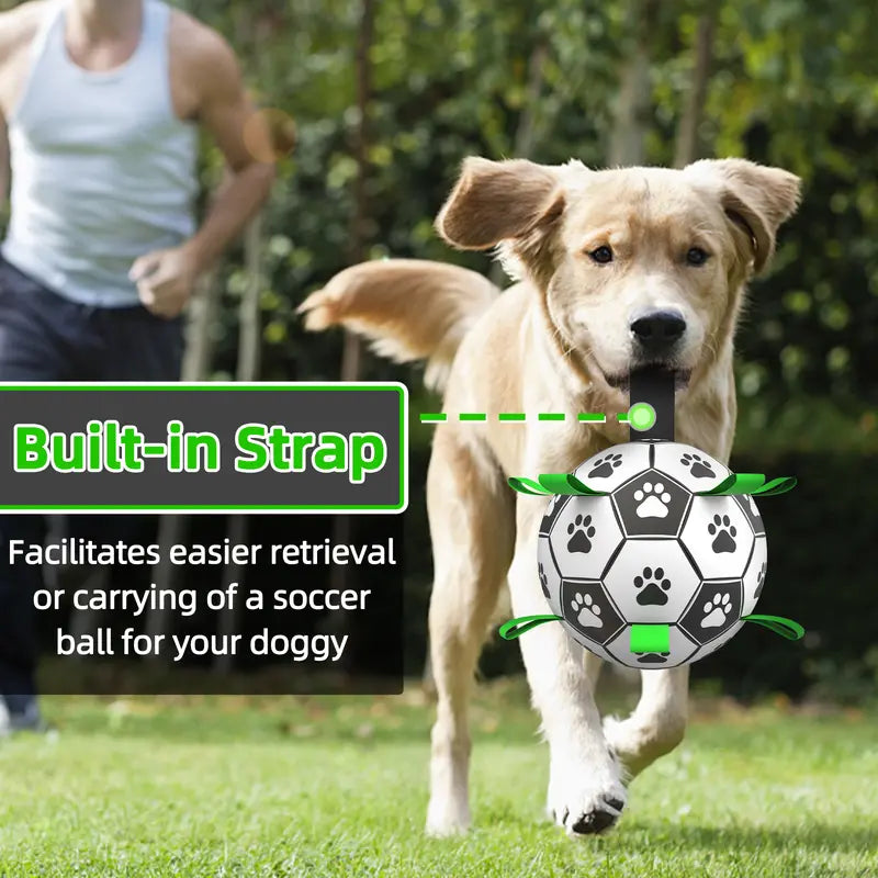 GOGOOD Dog Toys Soccer Ball with Straps, Interactive Dog Toys for Tug of War Puppy Birthday Gifts Dog Tug Toy Dog Water Toy Durable Dog Balls for Small & Medium Large Dogs