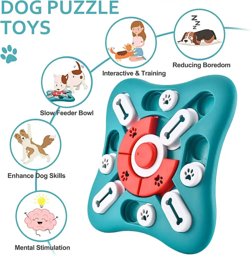 Dog Puzzle Toys, Squeaky Treat Dispensing Dog Enrichment Toys for IQ Training and Brain Stimulation, Interactive Mentally Stimulating Toys as Gifts for Puppies, Cats, Small, Medium, Large Dogs