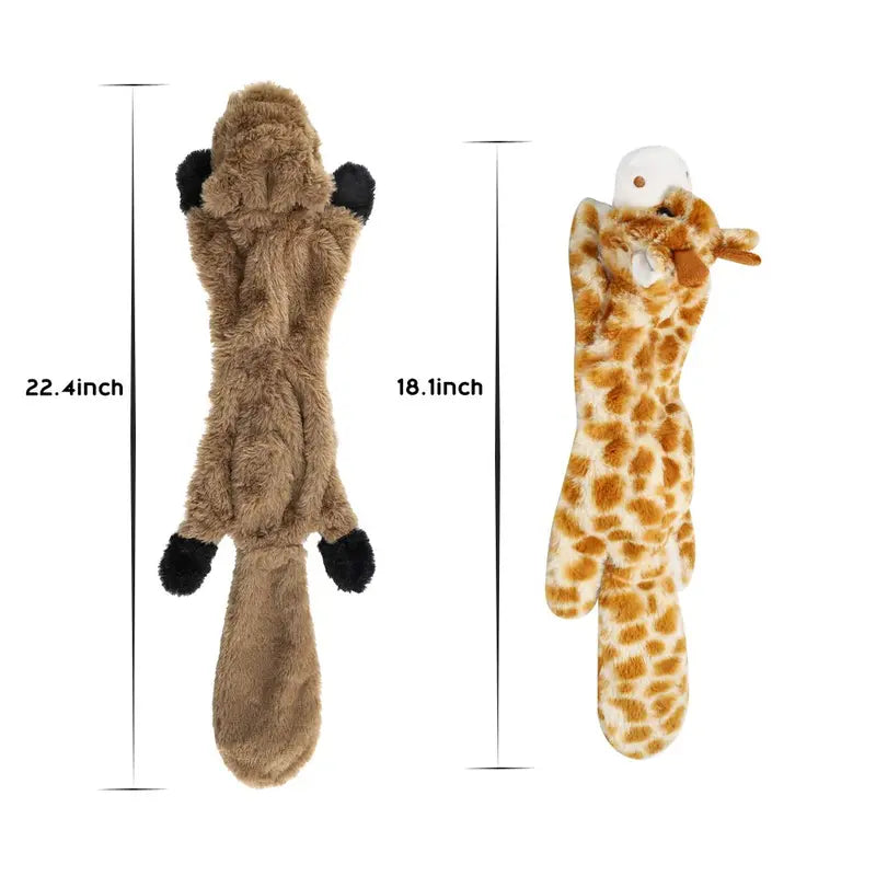 Nocciola 5 PCS Jungle Series Crinkle Dog Toys, No Stuffing Squeaky Dog Toys with Double Layer Reinforced Fabric, Squirrel Fox Cow Dog Toys for Small to Large Dogs, Toybox Canine