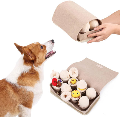 Snuffle Surprise Mat – Interactive Egg Hunt Puzzle for Dogs with Squeaky Plush Toys