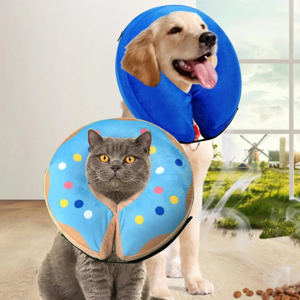 Sprinkle Me Happy Inflatable Dog Donut - for Post-Surgery Recovery - Adorable Sprinkle Donut Dog Cone🍩
