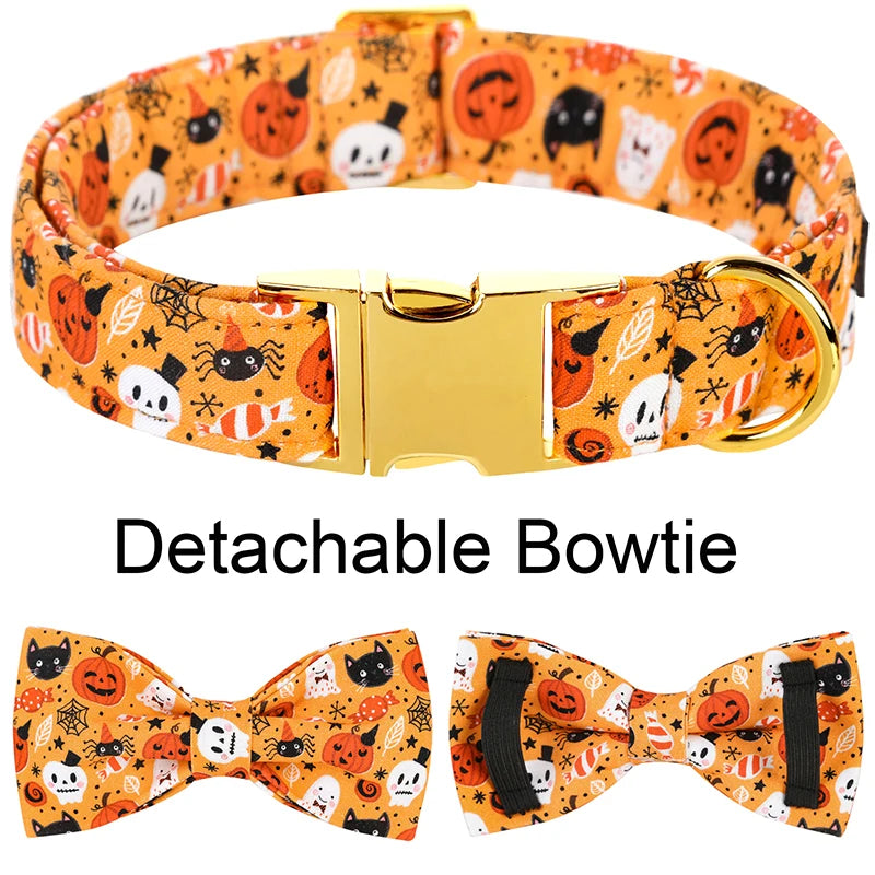 Pawsome Halloween Collar with Bowtie and Coordinating Options - Mix, Match & Strut in Style! 🎃 XXS, XS, S, M, L, XL
