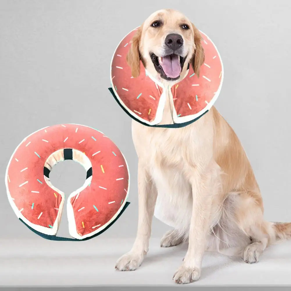 Sprinkle Me Happy Inflatable Dog Donut - for Post-Surgery Recovery - Adorable Sprinkle Donut Dog Cone🍩