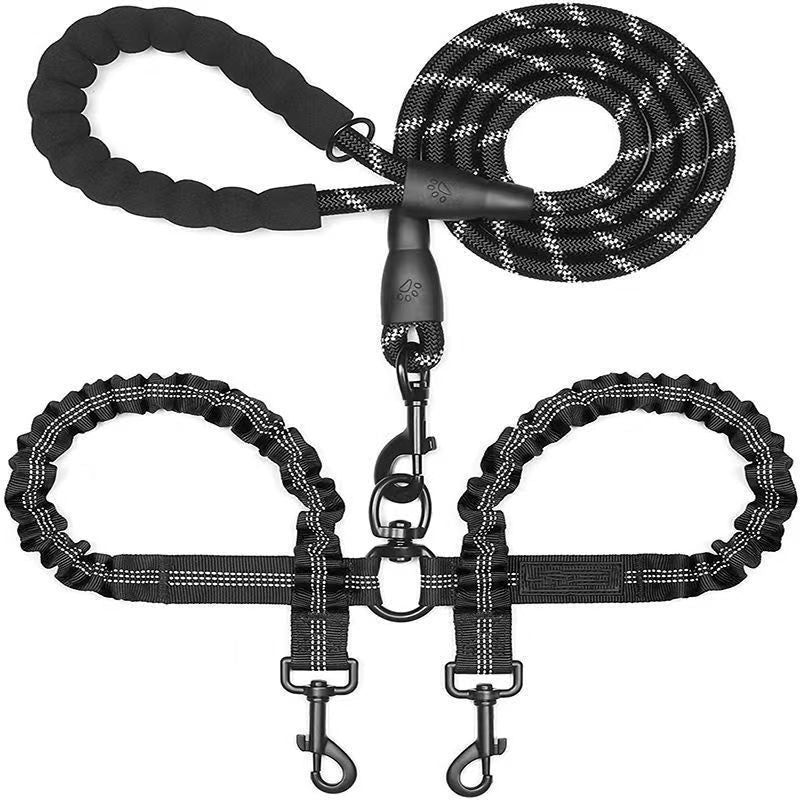 Tangle-Free Dual Dog Leash with Bungee – Shock Absorbing, No-Pull Design – Walk Two Dogs, Tangle-Free!