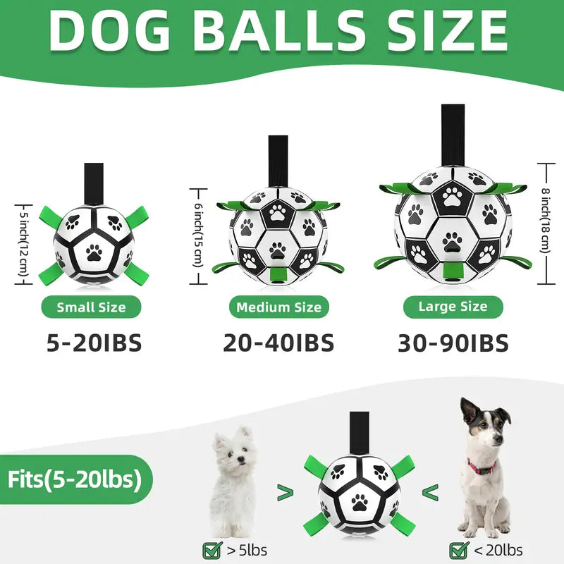 GOGOOD Dog Toys Soccer Ball with Straps, Interactive Dog Toys for Tug of War Puppy Birthday Gifts Dog Tug Toy Dog Water Toy Durable Dog Balls for Small & Medium Large Dogs