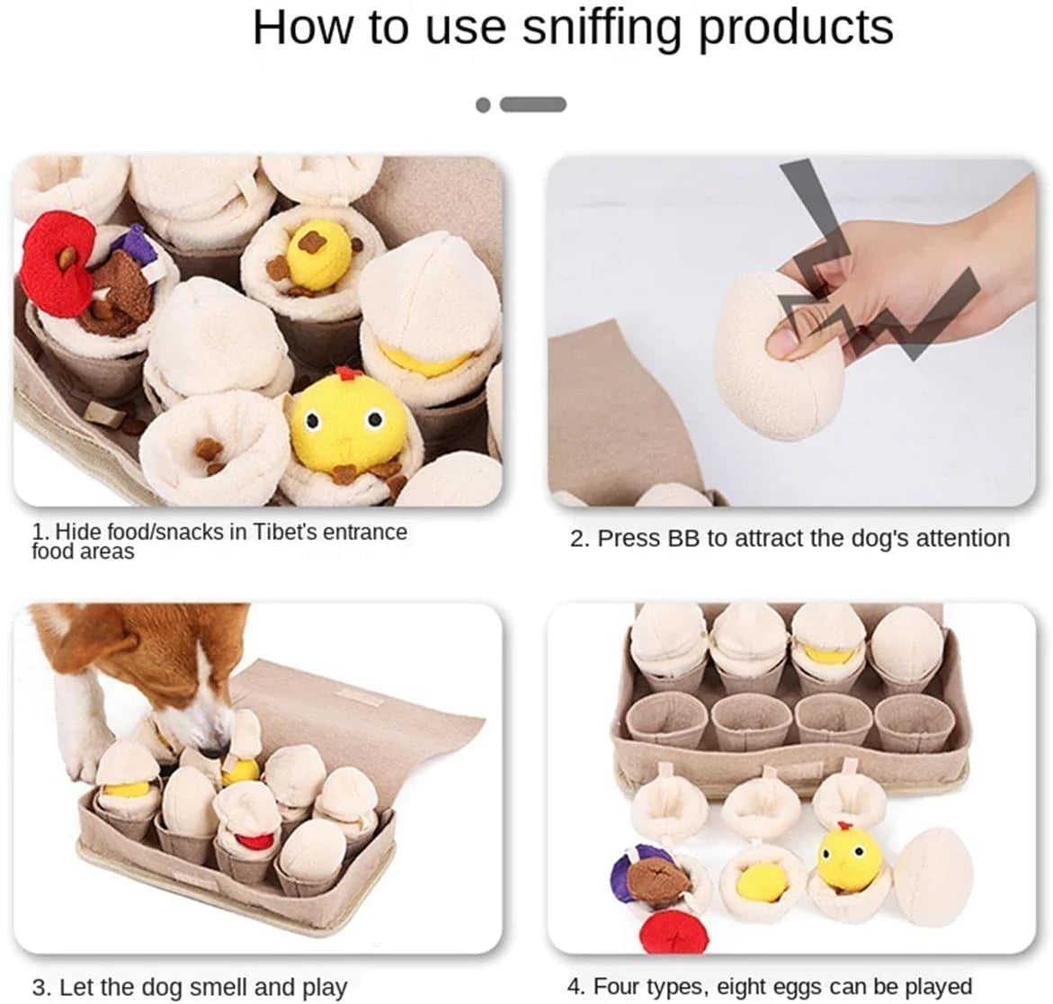 Snuffle Surprise Mat – Interactive Egg Hunt Puzzle for Dogs with Squeaky Plush Toys