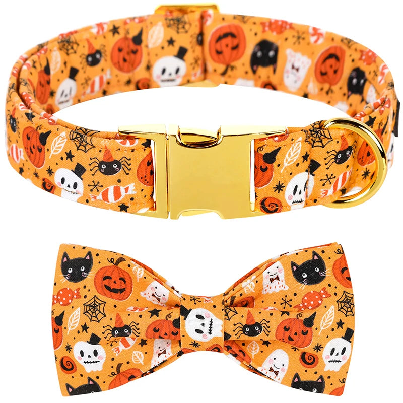 Pawsome Halloween Collar with Bowtie and Coordinating Options - Mix, Match & Strut in Style! 🎃 XXS, XS, S, M, L, XL