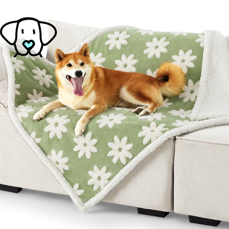 Ultra-Cozy Waterproof Dog Blanket – Reversible Sherpa & Plush Jacquard Design for Snuggles, Style, and Ultimate Furniture Protection!