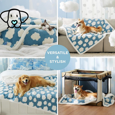 Ultra-Cozy Waterproof Dog Blanket – Reversible Sherpa & Plush Jacquard Design for Snuggles, Style, and Ultimate Furniture Protection!